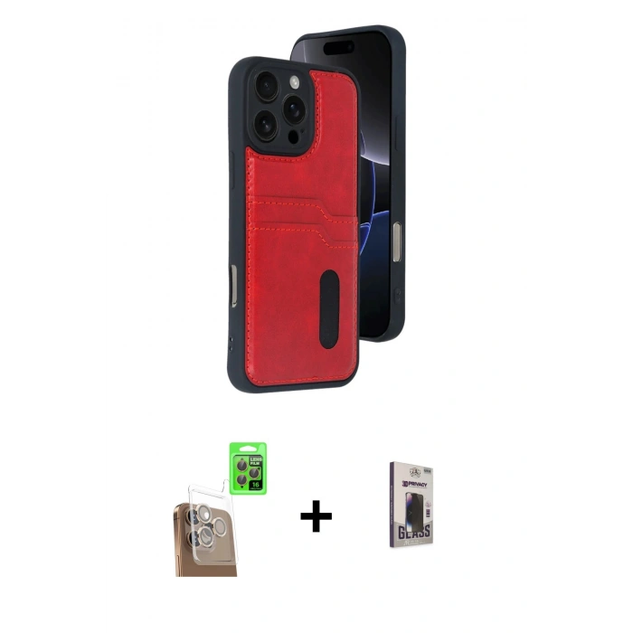 MARSİLYAN™- iPhone 16 Pro Max Kılıf Yörünge Işık Serisi - Siyah Bilvis Hayalet Cam Ekran Koruyucu + Raze Metal Kamera Lens - CLTM