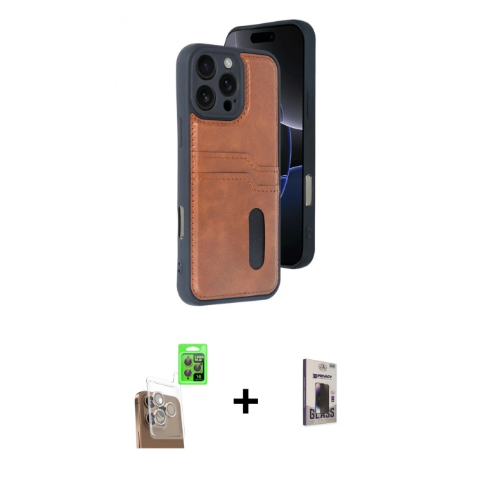 MARSİLYAN™- iPhone 16 Pro Max Kılıf Yörünge Işık Serisi - Siyah Bilvis Hayalet Cam Ekran Koruyucu + Raze Metal Kamera Lens - CLTM