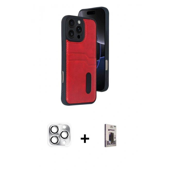 MARSİLYAN™- iPhone 16 Pro Max Kılıf Yörünge Işık Serisi - Siyah Bilvis Hayalet Cam Ekran Koruyucu + Pers Alüminyum Kamera Lens - GS