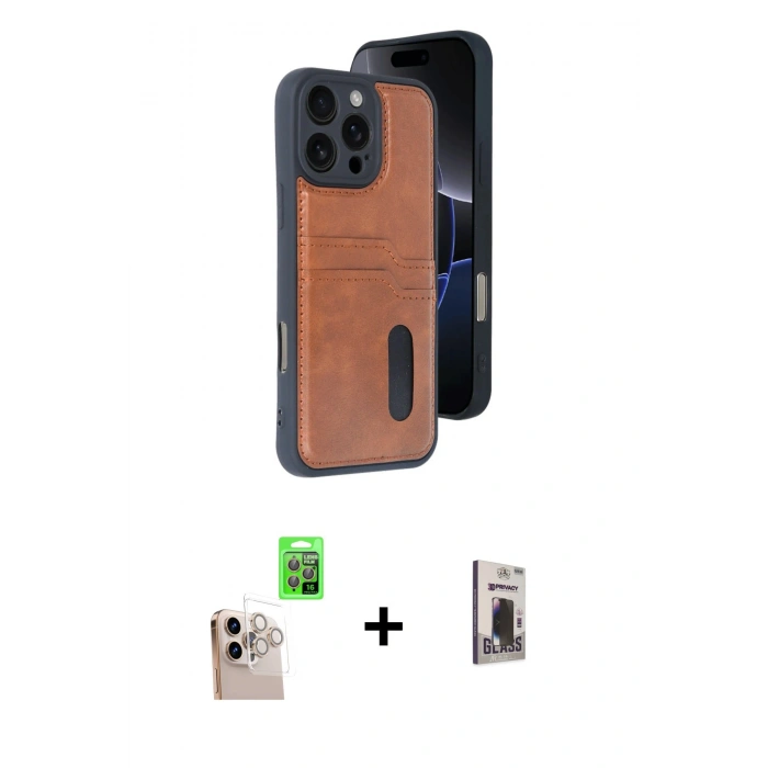 MARSİLYAN™- iPhone 16 Pro Max Kılıf Yörünge Işık Serisi - Siyah Bilvis Hayalet Cam Ekran Koruyucu + Raze Metal Kamera Lens - NLGY