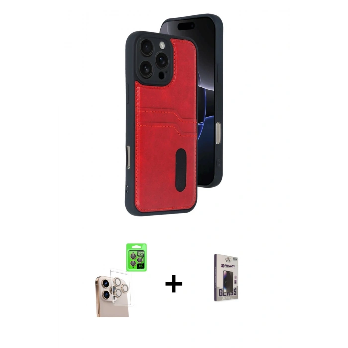 MARSİLYAN™- iPhone 16 Pro Max Kılıf Yörünge Işık Serisi - Siyah Bilvis Hayalet Cam Ekran Koruyucu + Raze Metal Kamera Lens - NLGY