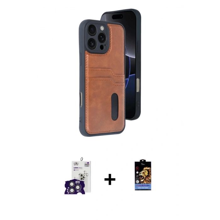 MARSİLYAN™- iPhone 16 Pro Max Kılıf Yörünge Işık Serisi - Siyah Buffer Hayalet Cam Ekran Koruyucu + Bilvis Titan Kamera Lens - TMGI