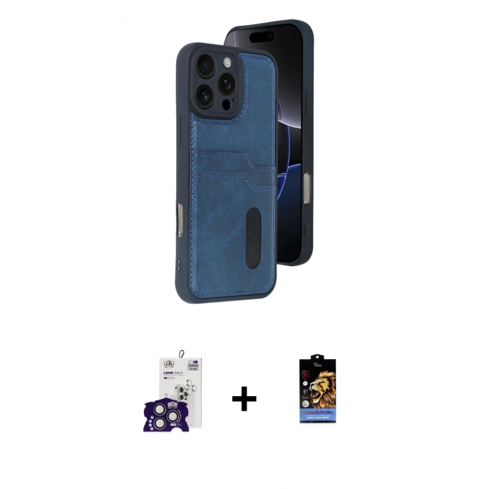 MARSİLYAN™- iPhone 16 Pro Max Kılıf Yörünge Işık Serisi - Siyah Buffer Hayalet Cam Ekran Koruyucu + Bilvis Titan Kamera Lens - TMGI