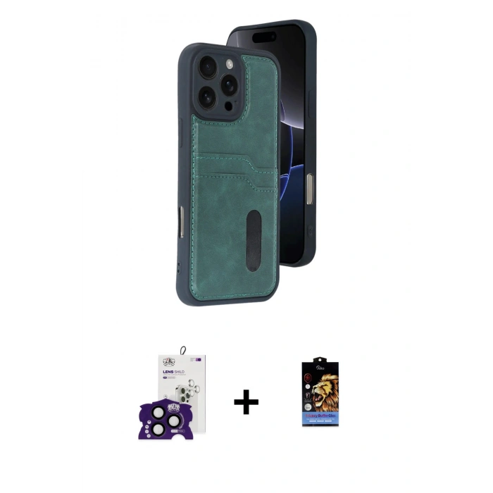 MARSİLYAN™- iPhone 16 Pro Max Kılıf Yörünge Işık Serisi - Siyah Buffer Hayalet Cam Ekran Koruyucu + Bilvis Titan Kamera Lens - SH
