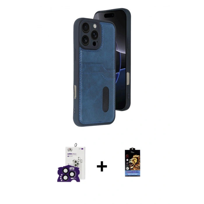 MARSİLYAN™- iPhone 16 Pro Max Kılıf Yörünge Işık Serisi - Siyah Buffer Hayalet Cam Ekran Koruyucu + Bilvis Titan Kamera Lens - SH