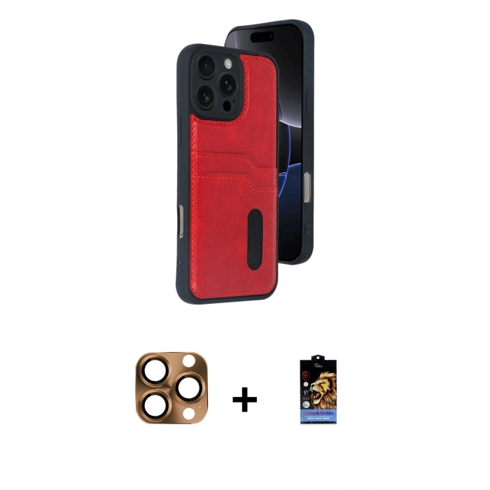 MARSİLYAN™- iPhone 16 Pro Max Kılıf Yörünge Işık Serisi - Siyah Buffer Hayalet Cam Ekran Koruyucu + Pers Alüminyum Kamera Lens - CLTM