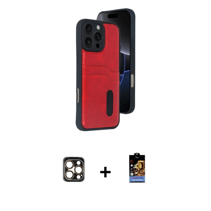 MARSİLYAN™- iPhone 16 Pro Max Kılıf Yörünge Işık Serisi - Siyah Buffer Hayalet Cam Ekran Koruyucu + PVD Metal Kamera Lens - GD