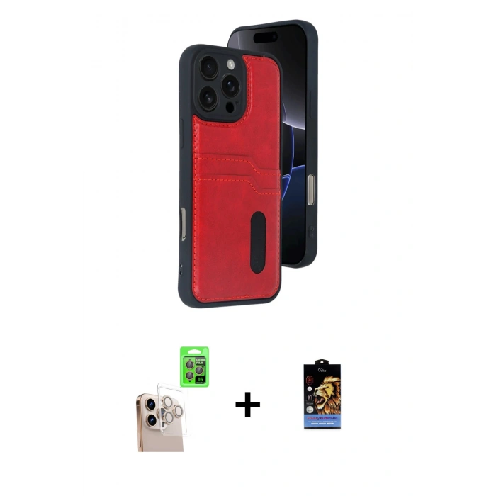 MARSİLYAN™- iPhone 16 Pro Max Kılıf Yörünge Işık Serisi - Siyah Buffer Hayalet Cam Ekran Koruyucu + Raze Metal Kamera Lens - NLGY
