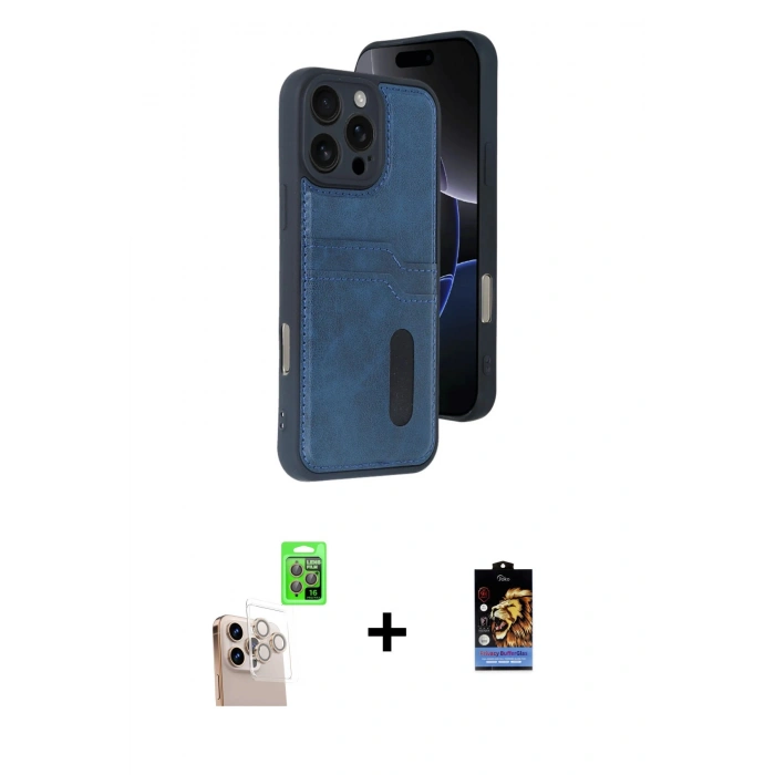MARSİLYAN™- iPhone 16 Pro Max Kılıf Yörünge Işık Serisi - Siyah Buffer Hayalet Cam Ekran Koruyucu + Raze Metal Kamera Lens - NLGY