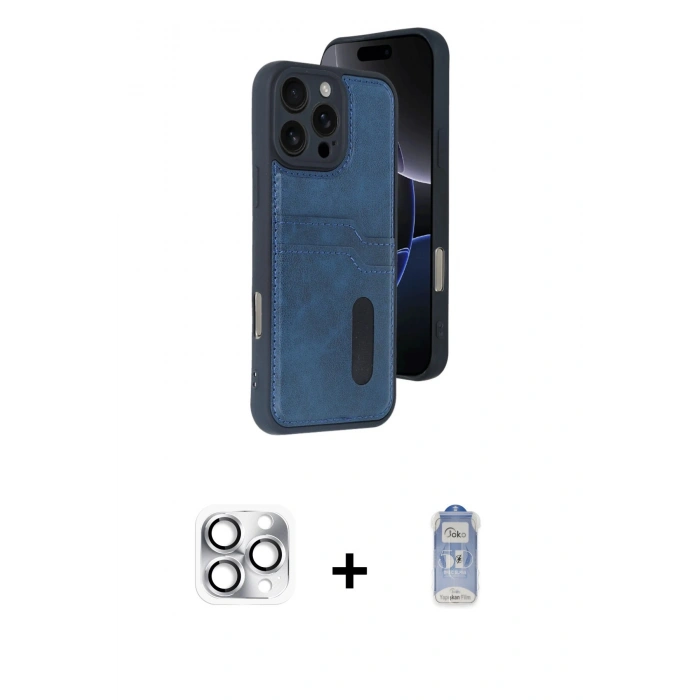 MARSİLYAN™- iPhone 16 Pro Max Kılıf Yörünge Işık Serisi - Siyah Joko Magic 5D Cam + Pers Alüminyum Kamera Lens - GS