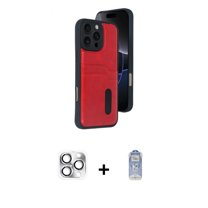 MARSİLYAN™- iPhone 16 Pro Max Kılıf Yörünge Işık Serisi - Siyah Joko Magic 5D Cam + Pers Alüminyum Kamera Lens - GS