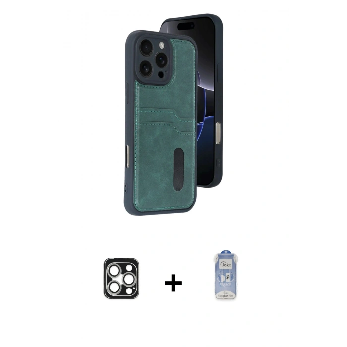 MARSİLYAN™- iPhone 16 Pro Max Kılıf Yörünge Işık Serisi - Siyah Joko Magic 5D Cam + PVD Metal Kamera Lens - GS