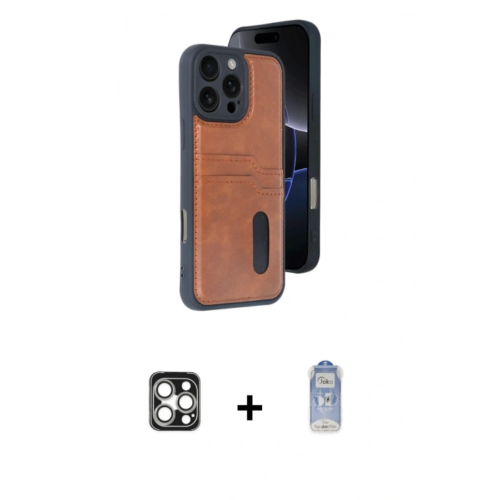 MARSİLYAN™- iPhone 16 Pro Max Kılıf Yörünge Işık Serisi - Siyah Joko Magic 5D Cam + PVD Metal Kamera Lens - GS