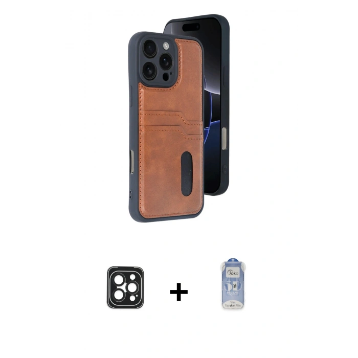 MARSİLYAN™- iPhone 16 Pro Max Kılıf Yörünge Işık Serisi - Siyah Joko Magic 5D Cam + PVD Metal Kamera Lens - SH