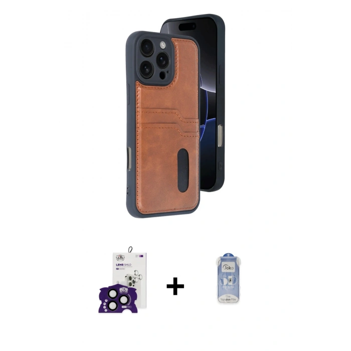 MARSİLYAN™- iPhone 16 Pro Max Kılıf Yörünge Işık Serisi - Siyah Joko Magic 5D Cam + Siyah Bilvis Titan Kamera Lens