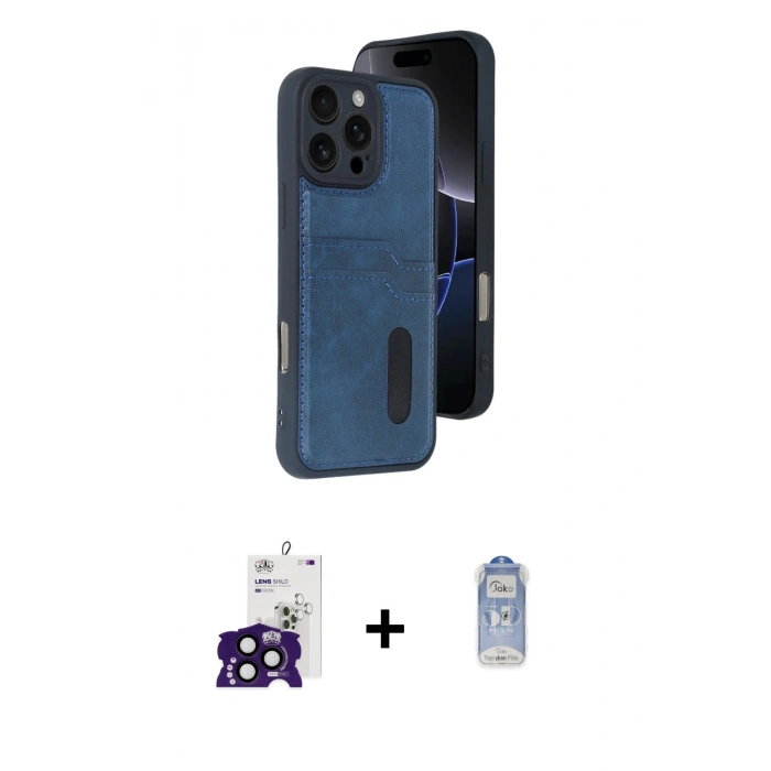 MARSİLYAN™- iPhone 16 Pro Max Kılıf Yörünge Işık Serisi - Siyah Joko Magic 5D Cam + Siyah Bilvis Titan Kamera Lens