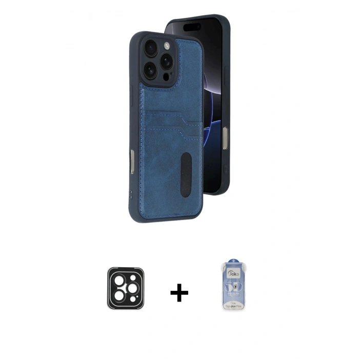 MARSİLYAN™- iPhone 16 Pro Max Kılıf Yörünge Işık Serisi - Siyah Joko Magic 5D Cam + PVD Metal Kamera Lens - SH
