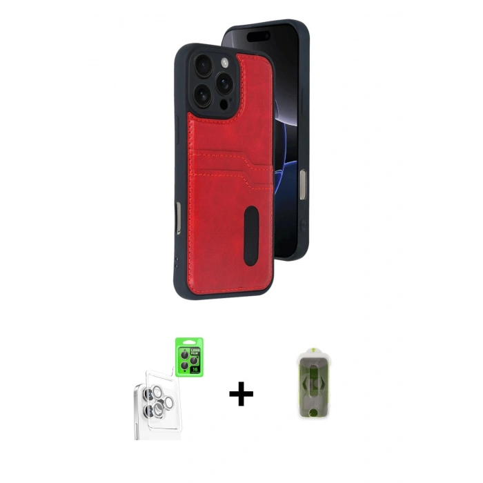 MARSİLYAN™- iPhone 16 Pro Max Kılıf Yörünge Işık Serisi - Siyah Joko Magic 5D Hayalet Cam + Beyaz Raze Metal Kamera Lens