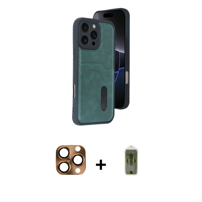 MARSİLYAN™- iPhone 16 Pro Max Kılıf Yörünge Işık Serisi - Siyah Joko Magic 5D Hayalet Cam + Çöl Titanyum Pers Alüminyum Kamera Lens