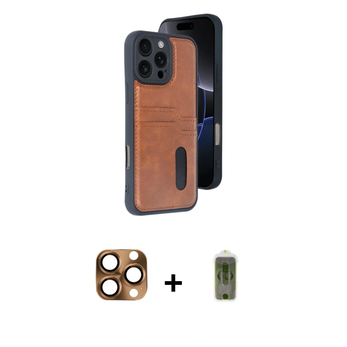 MARSİLYAN™- iPhone 16 Pro Max Kılıf Yörünge Işık Serisi - Siyah Joko Magic 5D Hayalet Cam + Çöl Titanyum Pers Alüminyum Kamera Lens