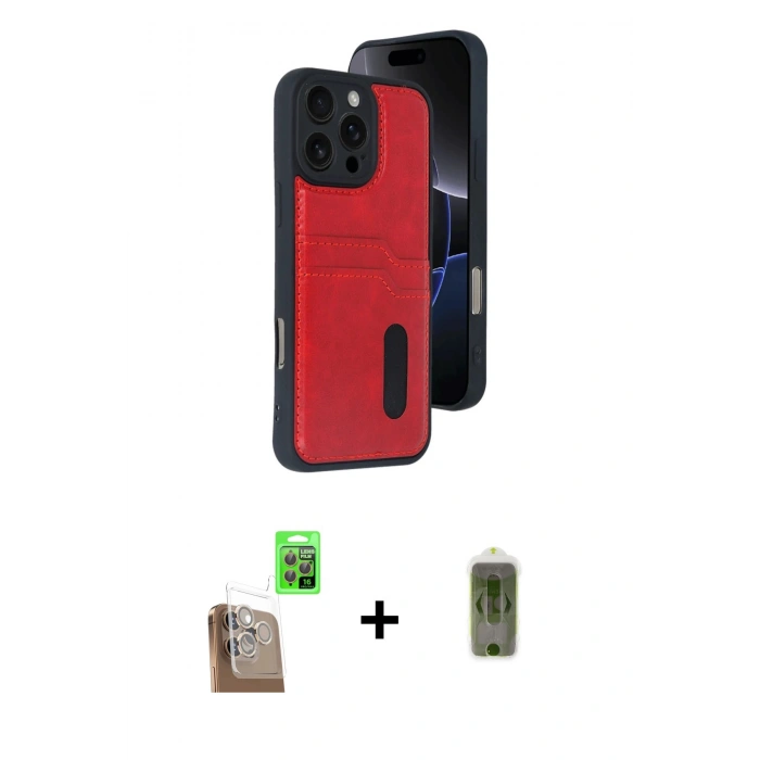 MARSİLYAN™- iPhone 16 Pro Max Kılıf Yörünge Işık Serisi - Siyah Joko Magic 5D Hayalet Cam + Raze Metal Kamera Lens - CLTM