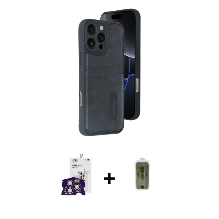 MARSİLYAN™- iPhone 16 Pro Max Kılıf Yörünge Işık Serisi - Siyah Joko Magic 5D Hayalet Cam + Bilvis Titan Kamera Lens - GS