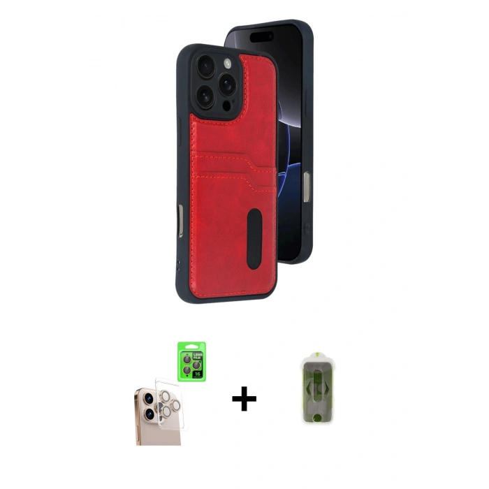 MARSİLYAN™- iPhone 16 Pro Max Kılıf Yörünge Işık Serisi - Siyah Joko Magic 5D Hayalet Cam + Natural Grey Raze Metal Kamera Lens