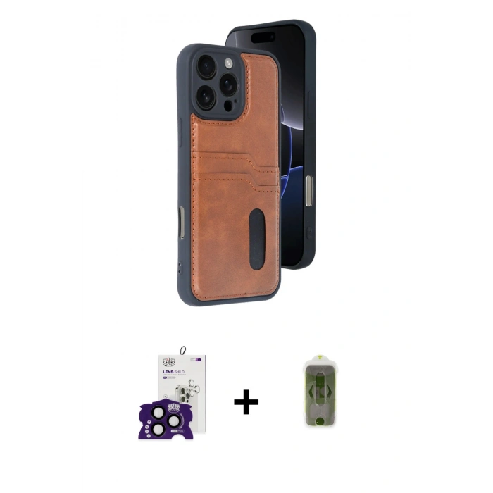 MARSİLYAN™- iPhone 16 Pro Max Kılıf Yörünge Işık Serisi - Siyah Joko Magic 5D Hayalet Cam + Bilvis Titan Kamera Lens - SH