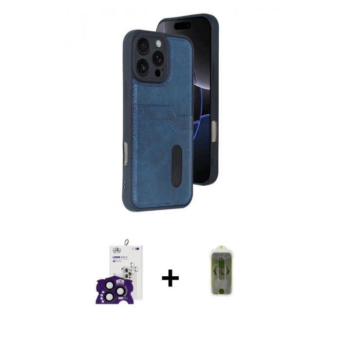 MARSİLYAN™- iPhone 16 Pro Max Kılıf Yörünge Işık Serisi - Siyah Joko Magic 5D Hayalet Cam + Bilvis Titan Kamera Lens - SH