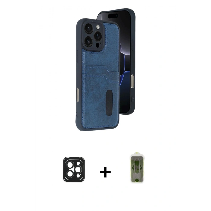MARSİLYAN™- iPhone 16 Pro Max Kılıf Yörünge Işık Serisi - Siyah Joko Magic 5D Hayalet Cam + Siyah PVD Metal Kamera Lens