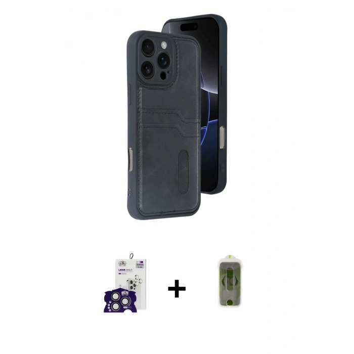 MARSİLYAN™- iPhone 16 Pro Max Kılıf Yörünge Işık Serisi - Siyah Joko Magic 5D Hayalet Cam + Bilvis Titan Kamera Lens - TMGI