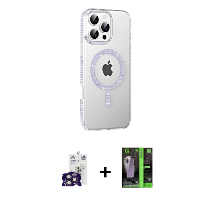 MARSİLYAN™- iPhone 16 Pro Max Kılıf Yörünge Koleksiyonu - Şeffaf 360 Full Body Arka Koruyucu + Bilvis Titan Kamera Lens - TMGI