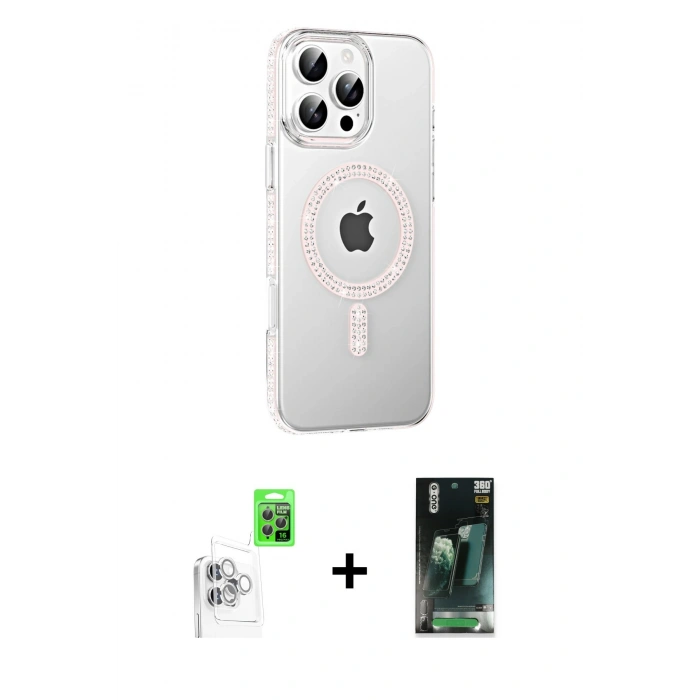 MARSİLYAN™- iPhone 16 Pro Max Kılıf Yörünge Koleksiyonu - Siyah 360 Mat Full Body Arka Koruyucu + Raze Metal Kamera Lens - BZ