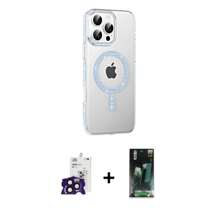 MARSİLYAN™- iPhone 16 Pro Max Kılıf Yörünge Koleksiyonu - Siyah 360 Mat Full Body Arka Koruyucu + Bilvis Titan Kamera Lens - SH