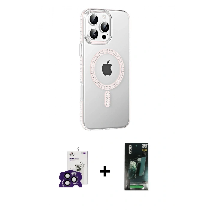 MARSİLYAN™- iPhone 16 Pro Max Kılıf Yörünge Koleksiyonu - Siyah 360 Mat Full Body Arka Koruyucu + Bilvis Titan Kamera Lens - SH