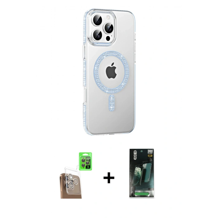 MARSİLYAN™- iPhone 16 Pro Max Kılıf Yörünge Koleksiyonu - Siyah 360 Mat Full Body Arka Koruyucu + Raze Metal Kamera Lens - CLTM