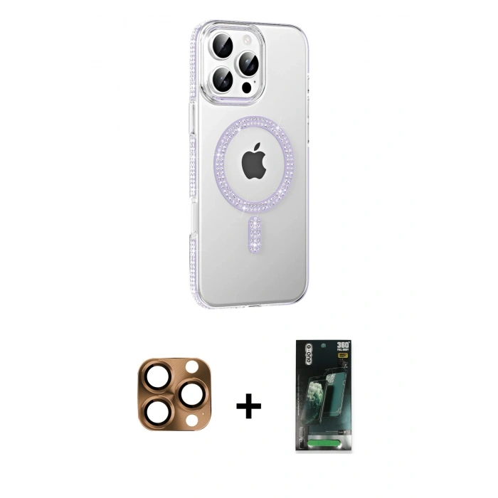 MARSİLYAN™- iPhone 16 Pro Max Kılıf Yörünge Koleksiyonu - Siyah 360 Mat Full Body Arka Koruyucu + Pers Alüminyum Kamera Lens - CLTM