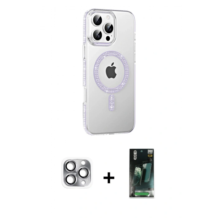 MARSİLYAN™- iPhone 16 Pro Max Kılıf Yörünge Koleksiyonu - Siyah 360 Mat Full Body Arka Koruyucu + Pers Alüminyum Kamera Lens - GI