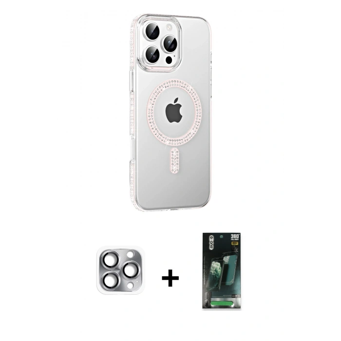 MARSİLYAN™- iPhone 16 Pro Max Kılıf Yörünge Koleksiyonu - Siyah 360 Mat Full Body Arka Koruyucu + Pers Alüminyum Kamera Lens - GI