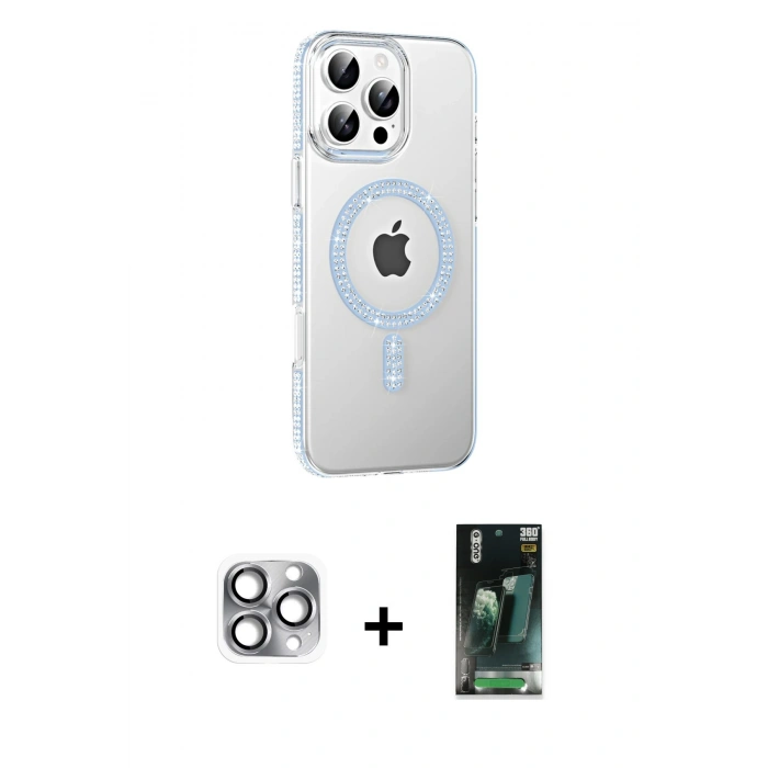 MARSİLYAN™- iPhone 16 Pro Max Kılıf Yörünge Koleksiyonu - Siyah 360 Mat Full Body Arka Koruyucu + Pers Alüminyum Kamera Lens - GI