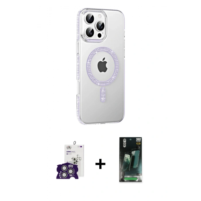 MARSİLYAN™- iPhone 16 Pro Max Kılıf Yörünge Koleksiyonu - Siyah 360 Mat Full Body Arka Koruyucu + Bilvis Titan Kamera Lens - GS