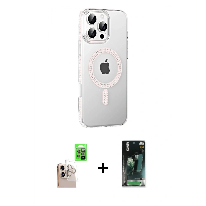 MARSİLYAN™- iPhone 16 Pro Max Kılıf Yörünge Koleksiyonu - Siyah 360 Mat Full Body Arka Koruyucu + Raze Metal Kamera Lens - NLGY