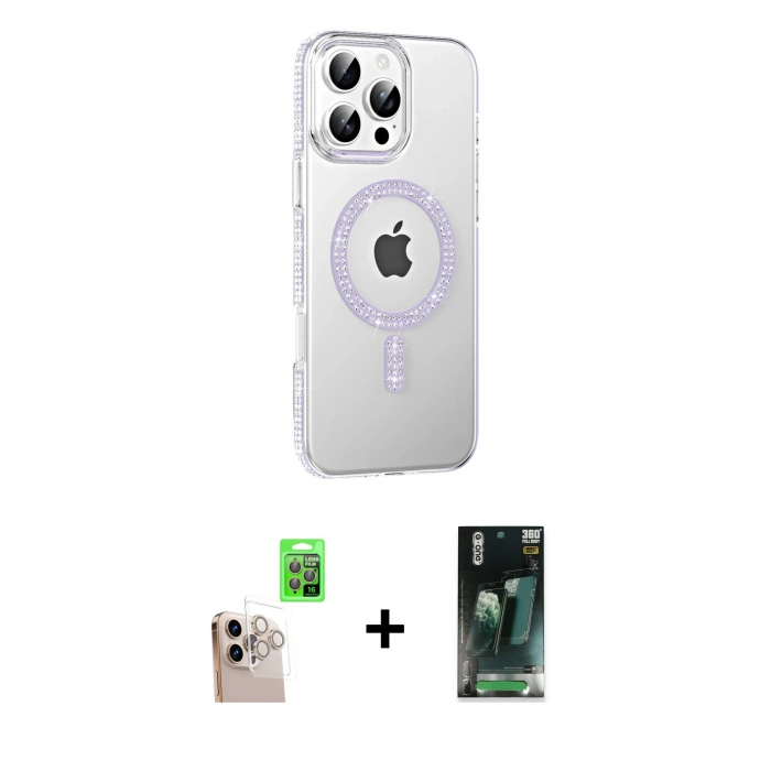 MARSİLYAN™- iPhone 16 Pro Max Kılıf Yörünge Koleksiyonu - Siyah 360 Mat Full Body Arka Koruyucu + Raze Metal Kamera Lens - NLGY