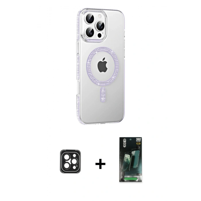 MARSİLYAN™- iPhone 16 Pro Max Kılıf Yörünge Koleksiyonu - Siyah 360 Mat Full Body Arka Koruyucu + PVD Metal Kamera Lens - SH