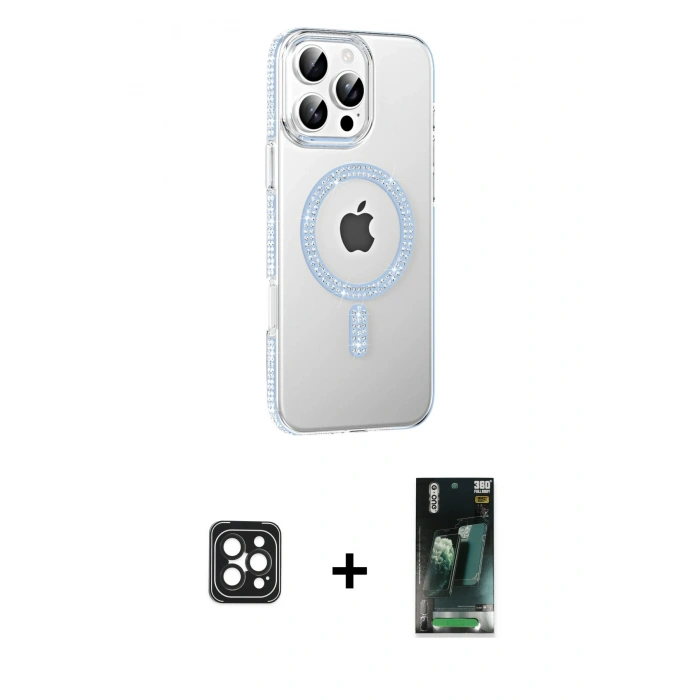 MARSİLYAN™- iPhone 16 Pro Max Kılıf Yörünge Koleksiyonu - Siyah 360 Mat Full Body Arka Koruyucu + PVD Metal Kamera Lens - SH