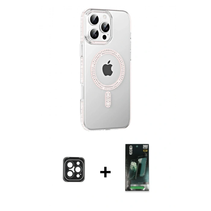MARSİLYAN™- iPhone 16 Pro Max Kılıf Yörünge Koleksiyonu - Siyah 360 Mat Full Body Arka Koruyucu + PVD Metal Kamera Lens - SH