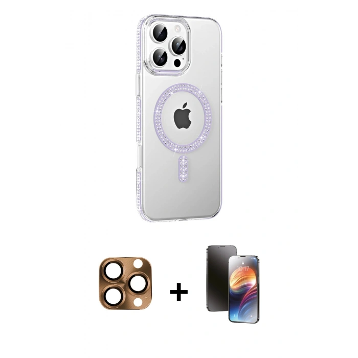 MARSİLYAN™- iPhone 16 Pro Max Kılıf Yörünge Koleksiyonu - Siyah 3D Antistatik Mat Seramik Nano Ekran Koruyucu + Pers Alüminyum Kamera Lens - CLTM