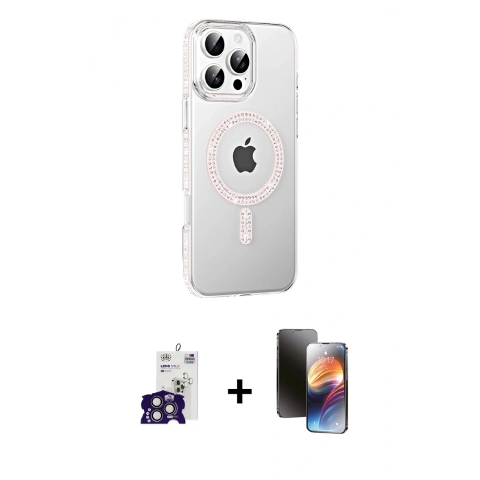 MARSİLYAN™- iPhone 16 Pro Max Kılıf Yörünge Koleksiyonu - Siyah 3D Antistatik Mat Seramik Nano Ekran Koruyucu + Bilvis Titan Kamera Lens - TMGI