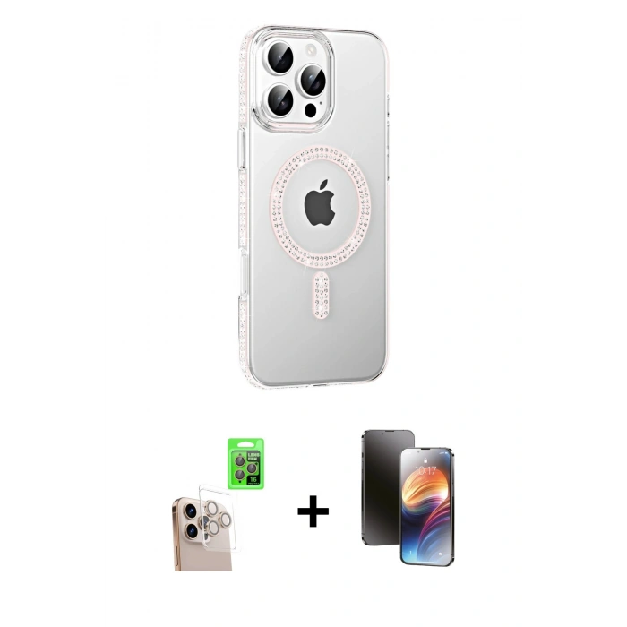 MARSİLYAN™- iPhone 16 Pro Max Kılıf Yörünge Koleksiyonu - Siyah 3D Antistatik Mat Seramik Nano Ekran Koruyucu + Raze Metal Kamera Lens - NLGY