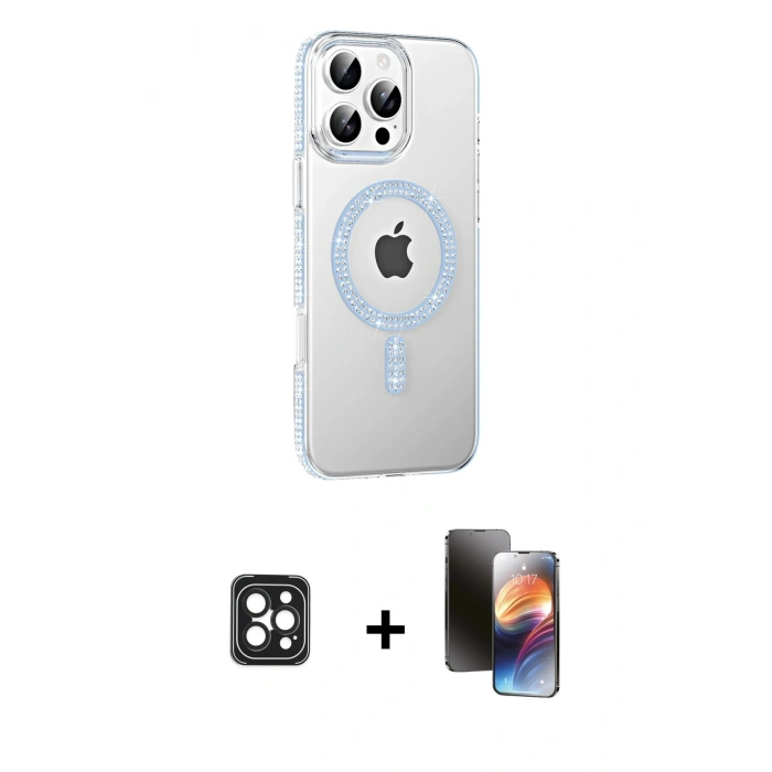 MARSİLYAN™- iPhone 16 Pro Max Kılıf Yörünge Koleksiyonu - Siyah 3D Antistatik Mat Seramik Nano Ekran Koruyucu + PVD Metal Kamera Lens - SH